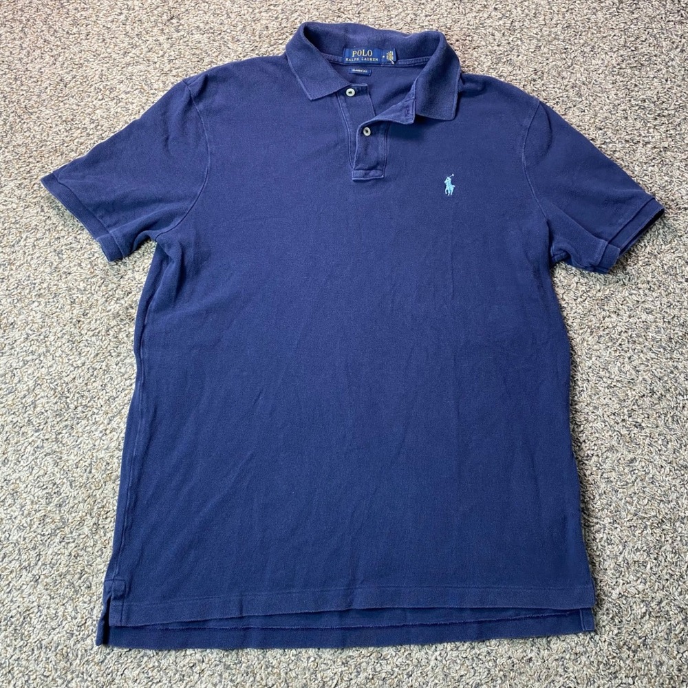 Polo Ralph Lauren Polo Mens M Navy Blue Classic Fit Short Sleeve Pique Pony Logo